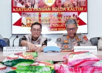 Polda Kaltim Ungkap Penjualan Beras Premium Palsu di Balikpapan   