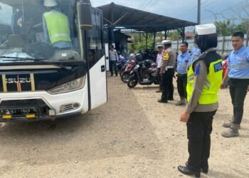Cegah Kecelakaan, Satlantas Polresta Bulungan Laksanakan Ramp Check Armada Bus PT. MIL dalam Ops Keselamatan Kayan 2026