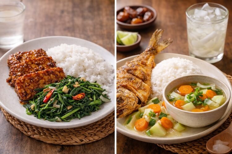 Hidangan Sederhana Hari ke-16 Ramadan: Tempe, Tumis Sayur, Ikan Goreng, dan Es Kelapa