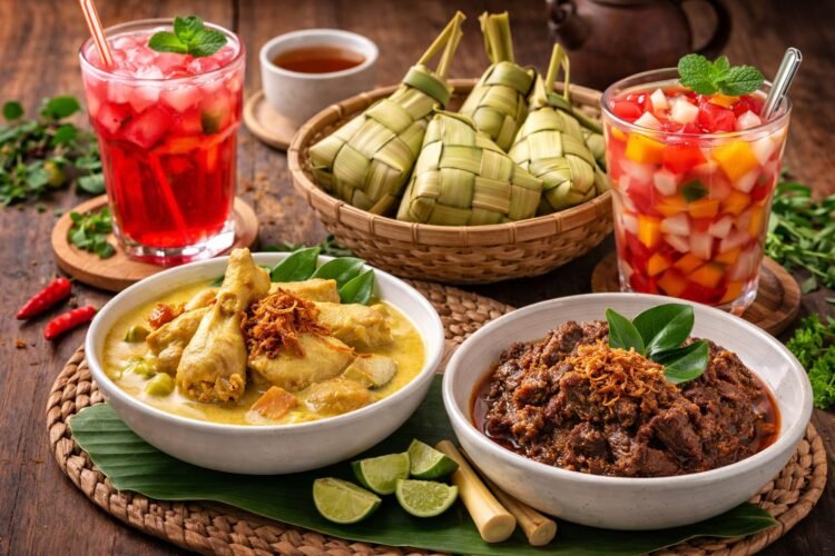 Sajian Wajib Lebaran: Opor Ayam, Rendang, Ketupat, dan Minuman Segar untuk Tamu
