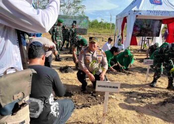 Puluhan Personel Polresta Bulungan Amankan Penanaman 10 Ribu Pohon Ulin