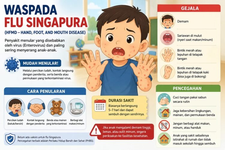 Flu Singapura Mudah Menular, Dinkes Tekankan Kebersihan Lingkungan