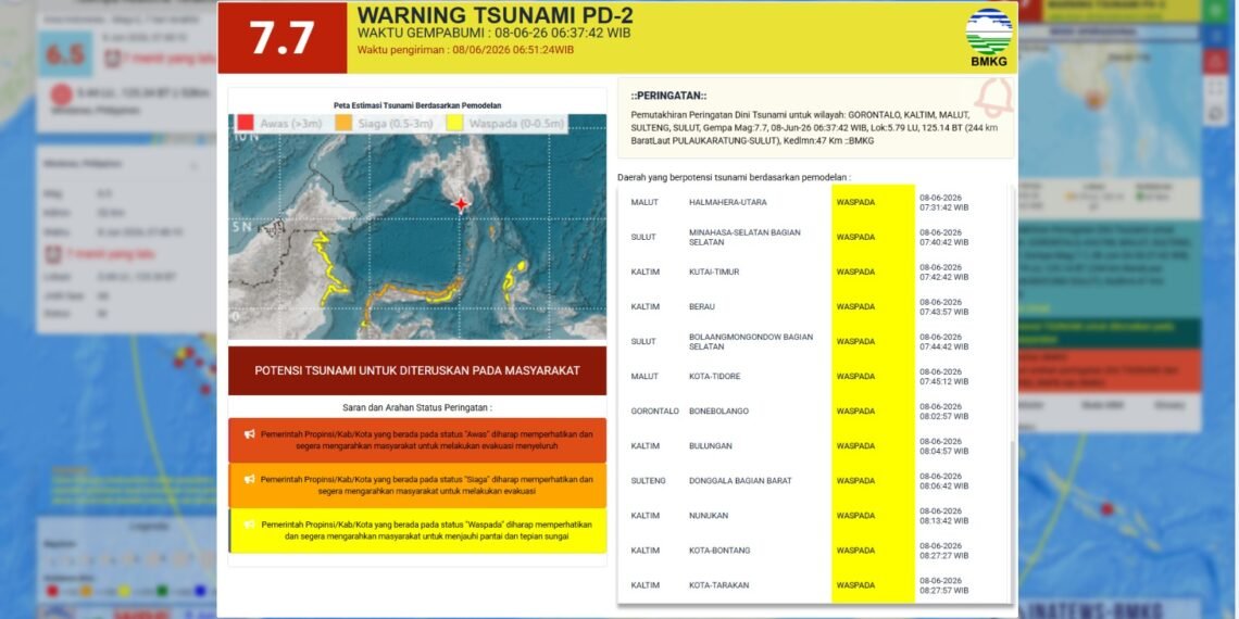 Gempa M7,7 di Filipina Picu Peringatan Tsunami, Pesisir Kaltara Berstatus Waspada