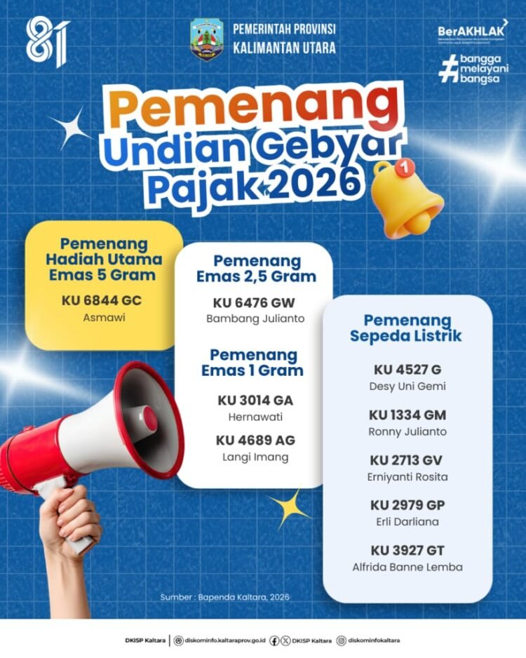Pemprov Umumkan Pemenang Undian Gebyar Pajak 2026, Wajib Pajak Raih Sepeda Listrik dan Emas