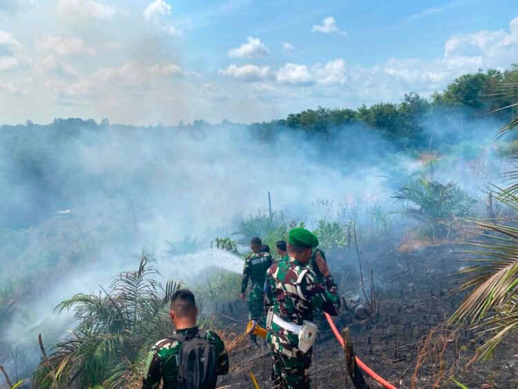 Karhutla Sangsang Dipadamkan, Brigif TP 85 Turunkan Personel Bersama Warga