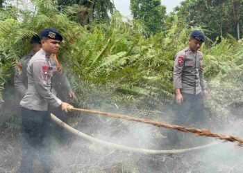 Tak Kenal Lelah, Dansat Brimob Kaltara Turun Langsung Pastikan Karhutla Di Selimau Benar-Benar Padam