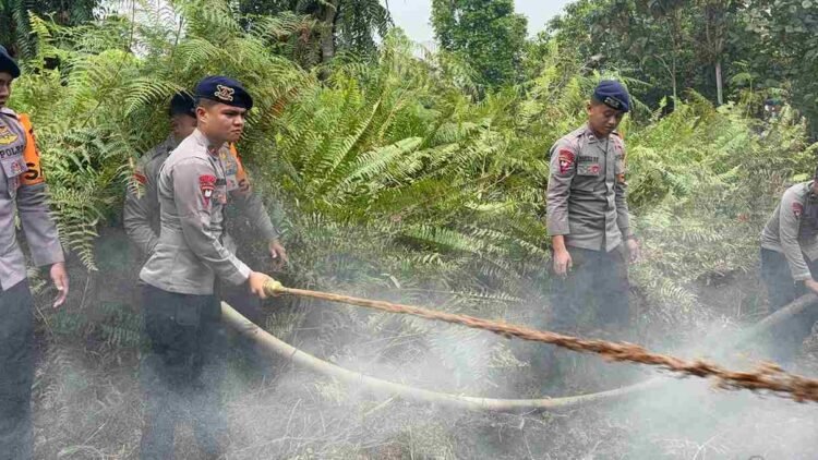 Tak Kenal Lelah, Dansat Brimob Kaltara Turun Langsung Pastikan Karhutla Di Selimau Benar-Benar Padam
