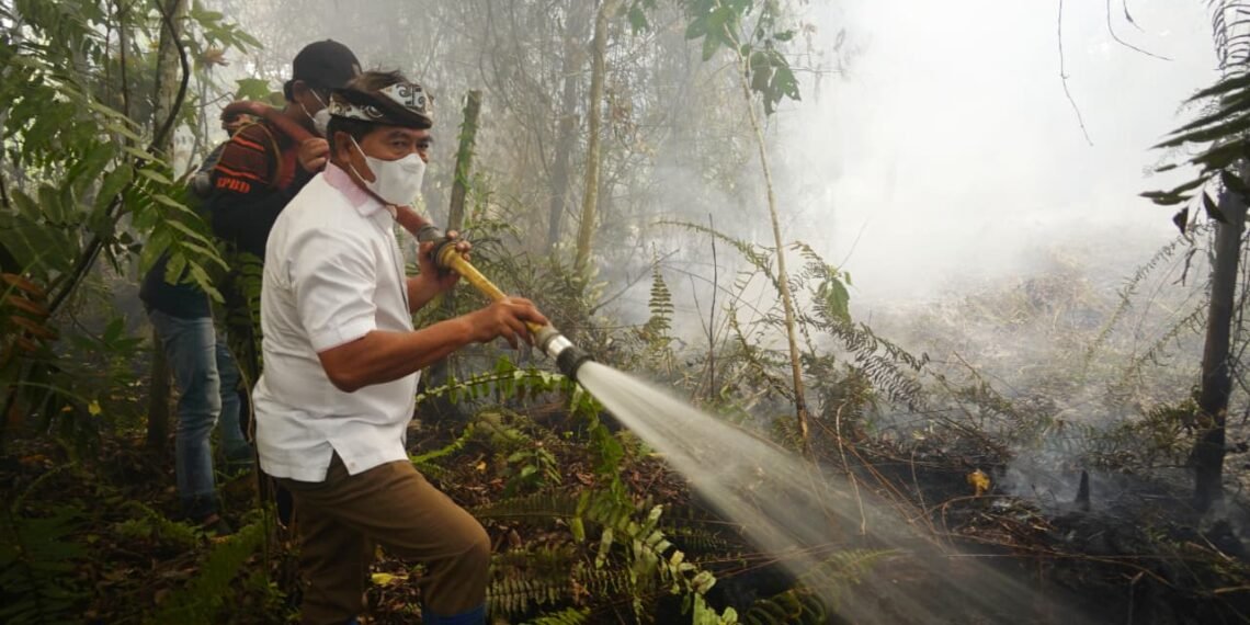 Gubernur Turun Langsung Padamkan Karhutla di Selimau 