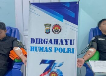 Aksi Donor Darah Humas Polres Tarakan Sambut HUT ke-75 Humas Polri